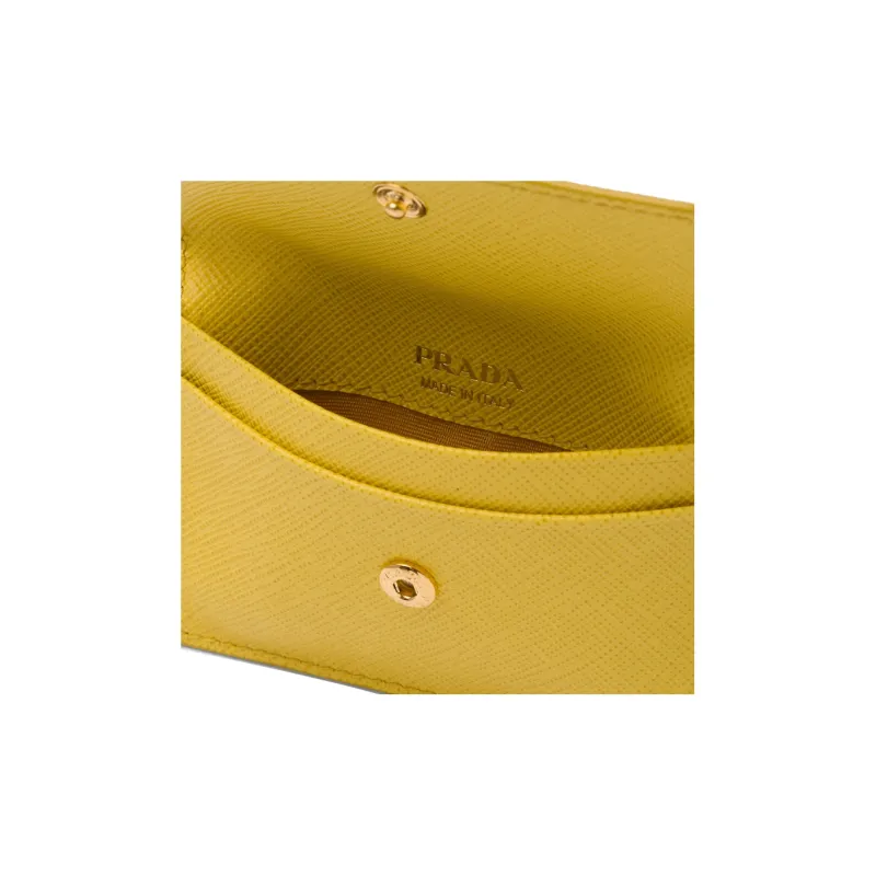 PRADA Saffiano Leather Card Clip Card Holder Women's Sunlight Yellow-4