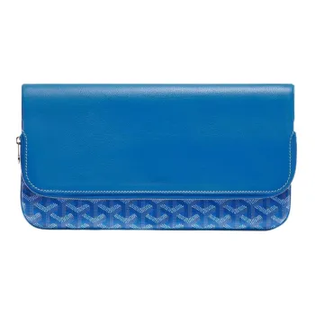 GOYARD Sainte-Marie Canvas With Leather Clutch Medium Size Unisex Blue