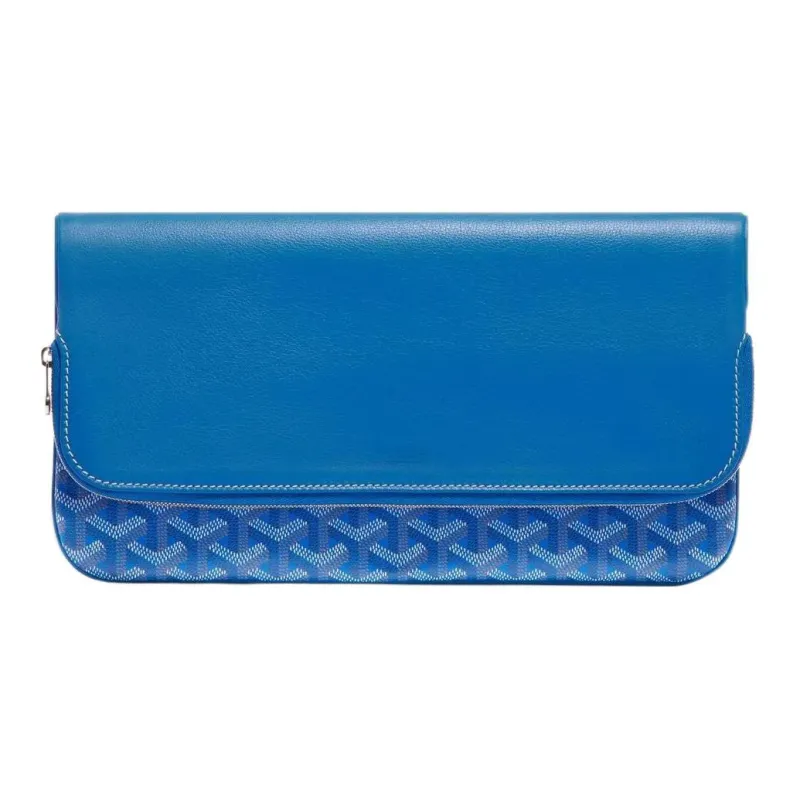GOYARD Sainte-Marie Canvas With Leather Clutch Medium Size Unisex Blue-0