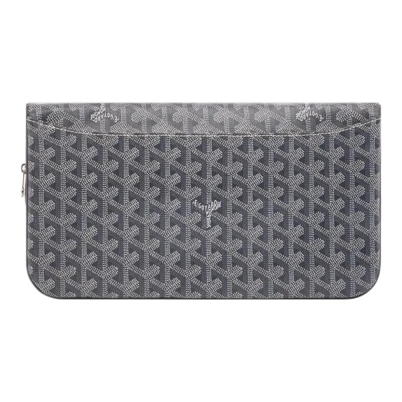 GOYARD Sainte-Marie Canvas With Leather Clutch Medium Size Unisex Gray-3
