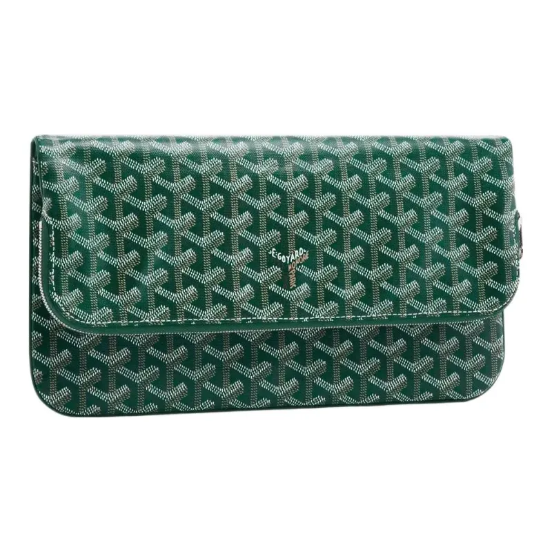 GOYARD Sainte-Marie Canvas With Leather Clutch Medium Size Unisex Green-2