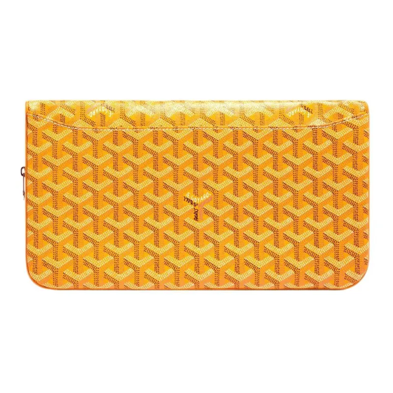 GOYARD Sainte-Marie Canvas With Leather Clutch Medium Size Unisex Yellow-3
