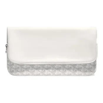 GOYARD Sainte-Marie Canvas With Leather Clutch Medium Size Unisex White