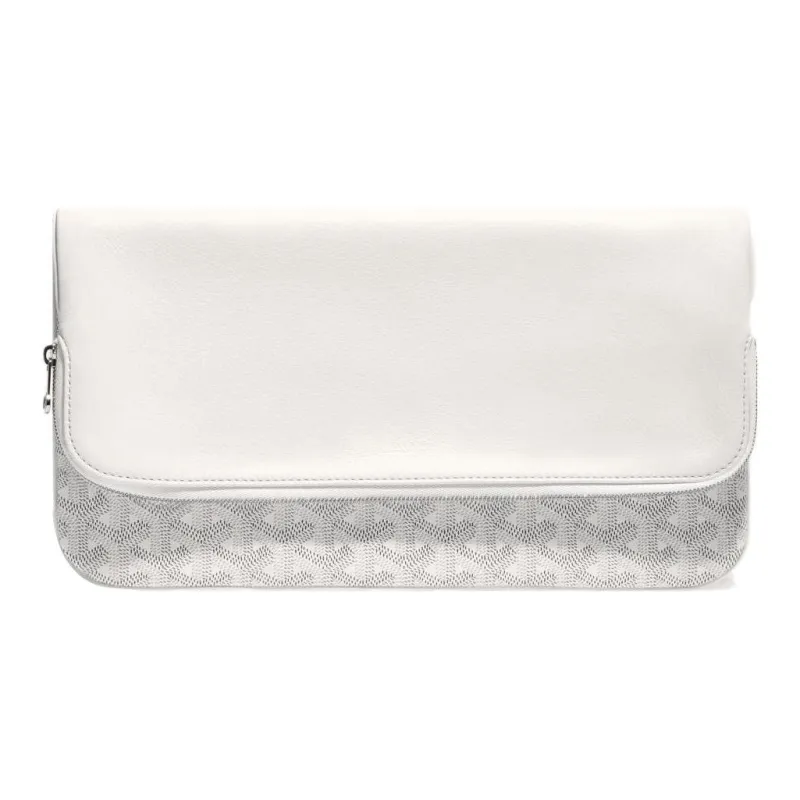 GOYARD Sainte-Marie Canvas With Leather Clutch Medium Size Unisex White-0