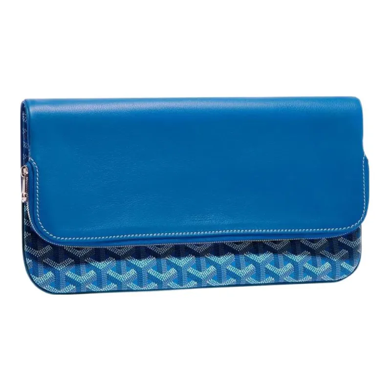 GOYARD Sainte-Marie Canvas With Leather Clutch Medium Size Unisex Blue-1