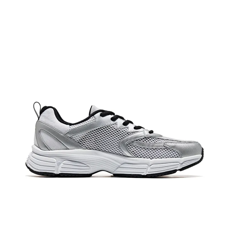 Erke Fishbone Casual Shoes Men Low Top Bright Silver/Jet Black-1