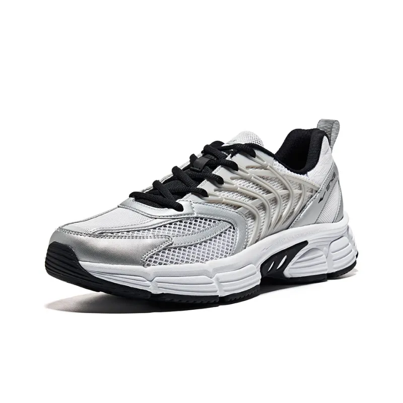 Erke Fishbone Casual Shoes Men Low Top Bright Silver/Jet Black-2