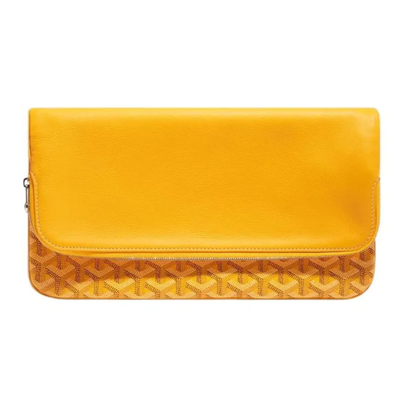 GOYARD Sainte-Marie Canvas With Leather Clutch Medium Size Unisex Yellow-0