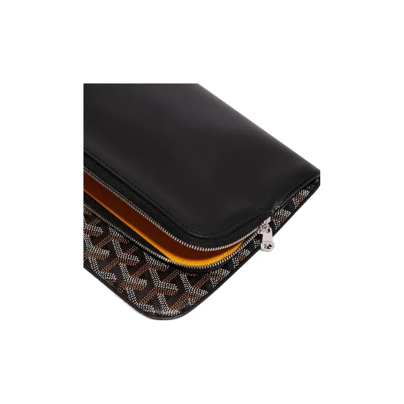 GOYARD Sainte-Marie Canvas With Leather Clutch Medium Size Unisex Black-3