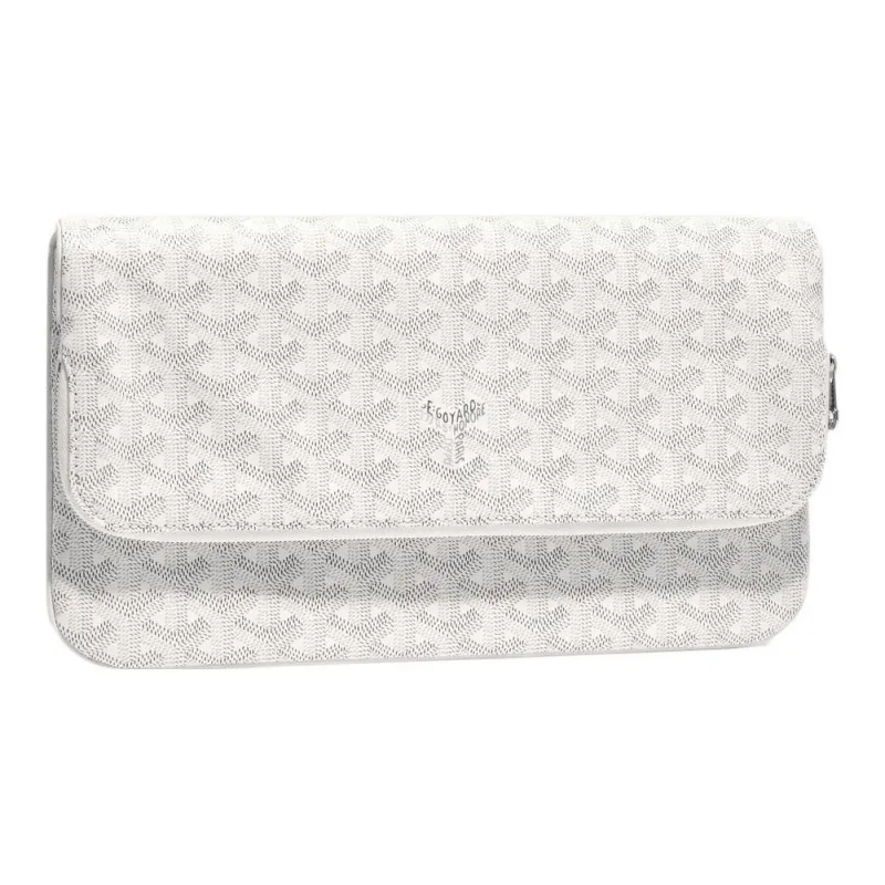 GOYARD Sainte-Marie Canvas With Leather Clutch Medium Size Unisex White-2