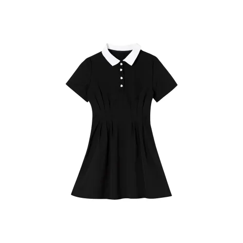 QYPRF Short-Sleeved Dresses Women's Black