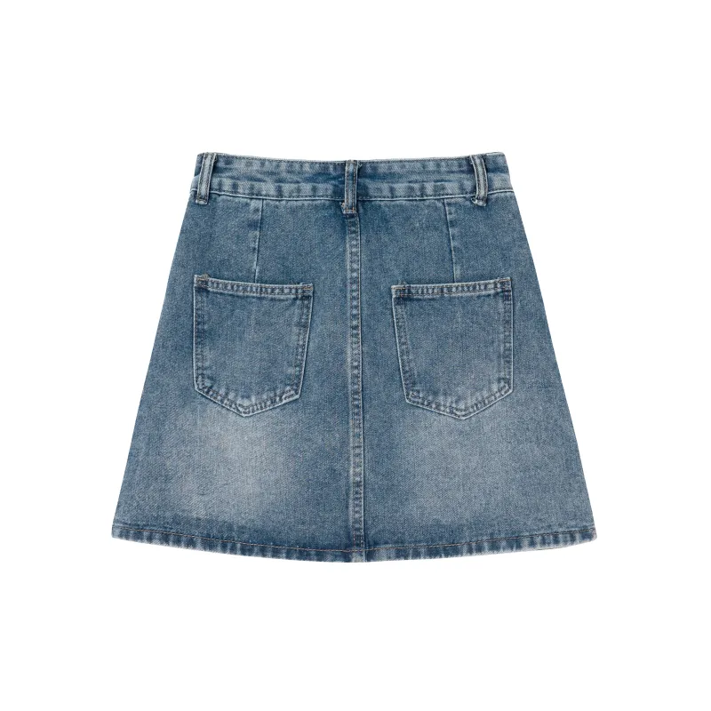 QYPRF Denim Short Skirts Women's Blue-1