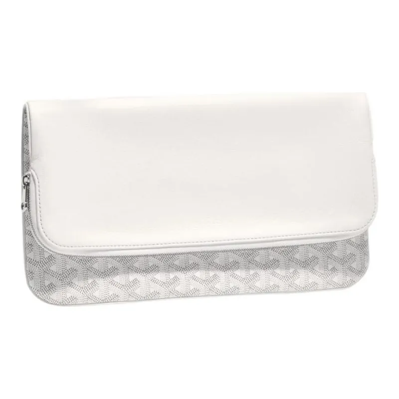 GOYARD Sainte-Marie Canvas With Leather Clutch Medium Size Unisex White-1