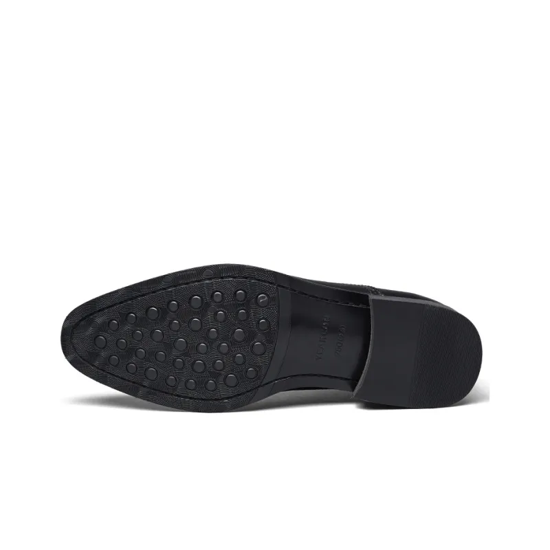 YEARCON Dress Shoes Men Low Top Black/Yellow Brown-3