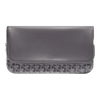 GOYARD Sainte-Marie Canvas With Leather Clutch Medium Size Unisex Gray