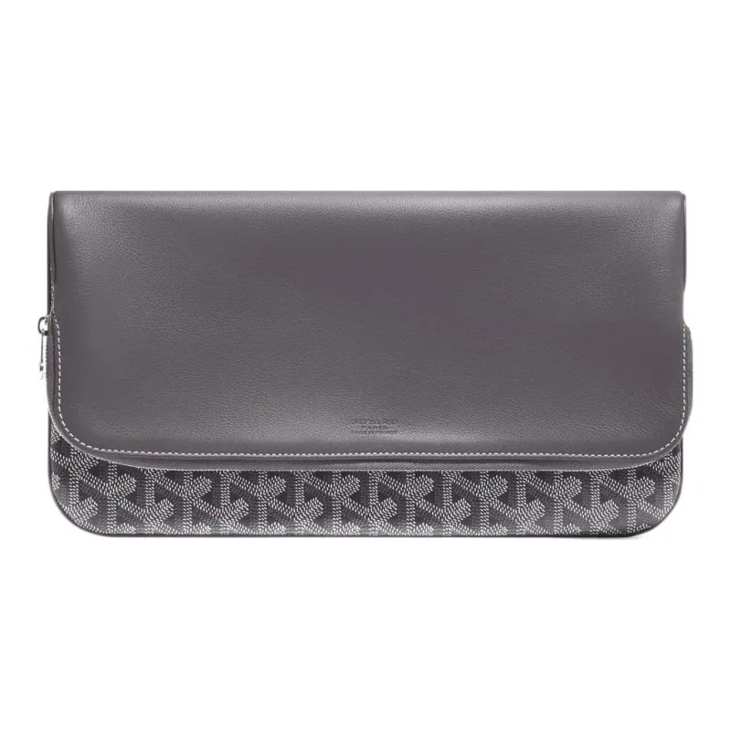 GOYARD Sainte-Marie Canvas With Leather Clutch Medium Size Unisex Gray-0