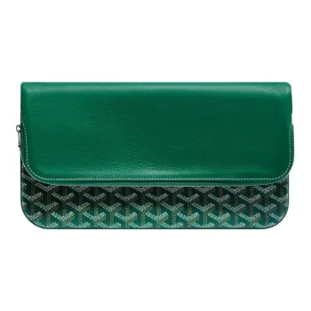 GOYARD Sainte-Marie Canvas With Leather Clutch Medium Size Unisex Green