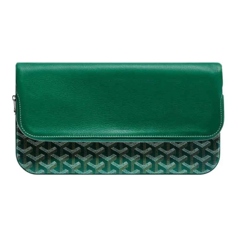 GOYARD Sainte-Marie Canvas With Leather Clutch Medium Size Unisex Green-0
