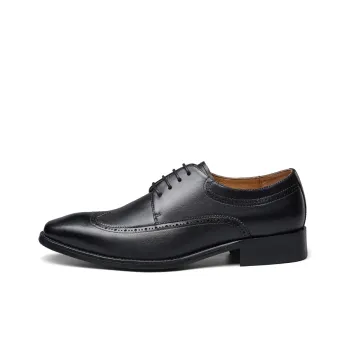 YEARCON Dress Shoes Men Low Top Black/Yellow Brown