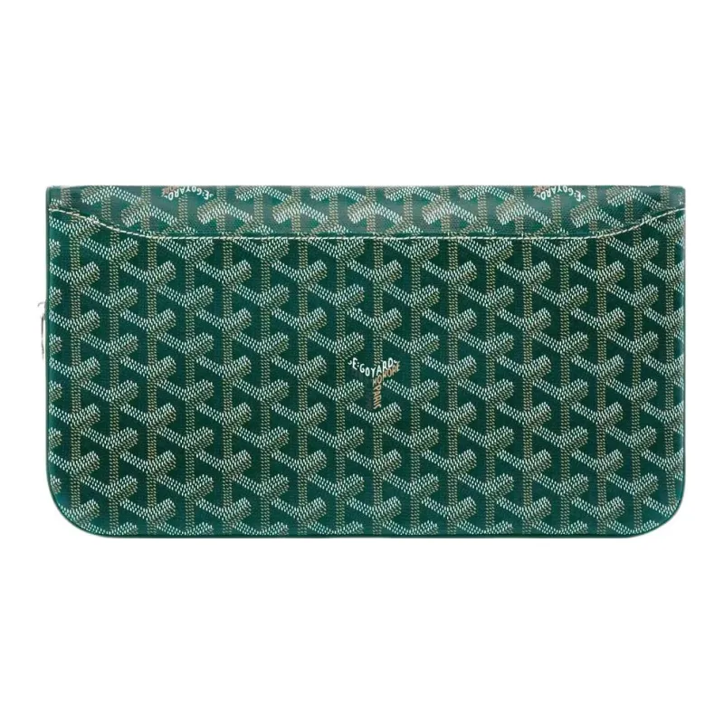GOYARD Sainte-Marie Canvas With Leather Clutch Medium Size Unisex Green-3