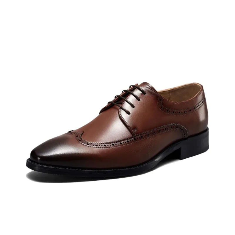 YEARCON Dress Shoes Men Low Top Black/Yellow Brown-6