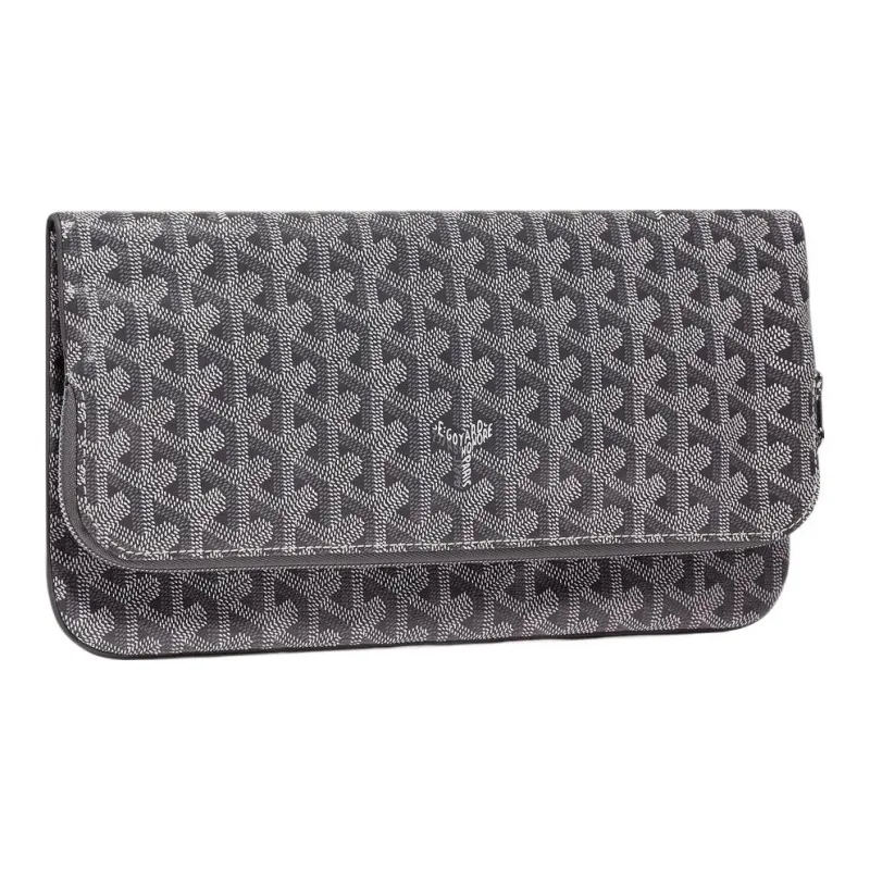 GOYARD Sainte-Marie Canvas With Leather Clutch Medium Size Unisex Gray-2