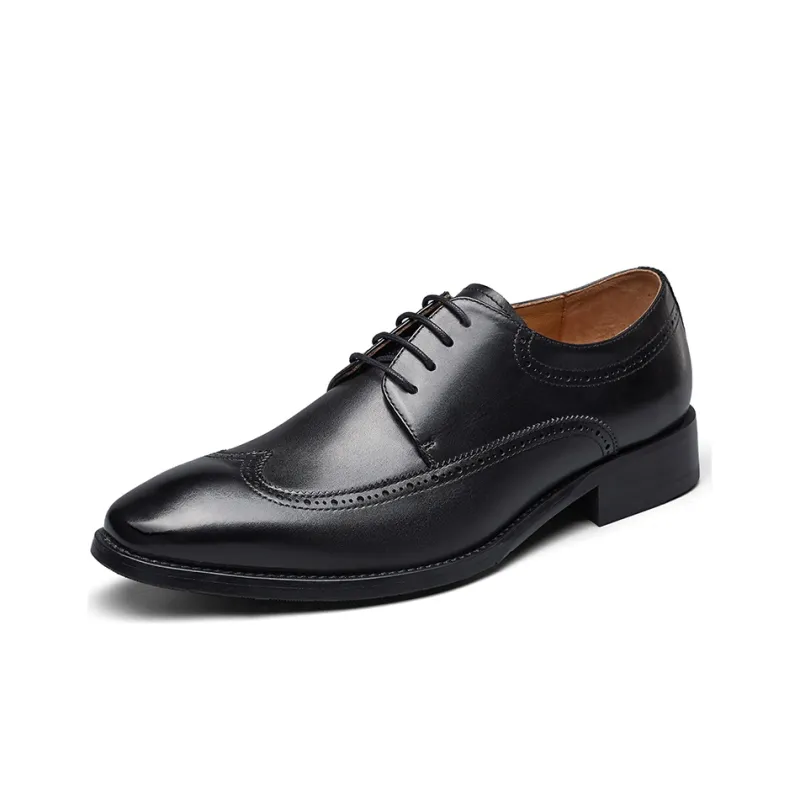 YEARCON Dress Shoes Men Low Top Black/Yellow Brown-1