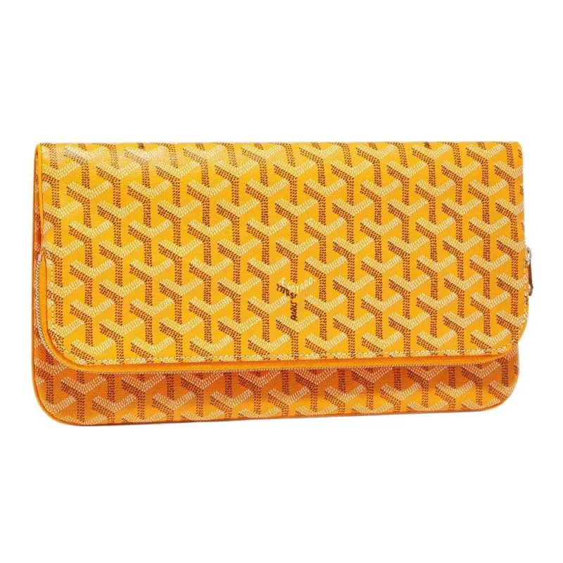 GOYARD Sainte-Marie Canvas With Leather Clutch Medium Size Unisex Yellow-2