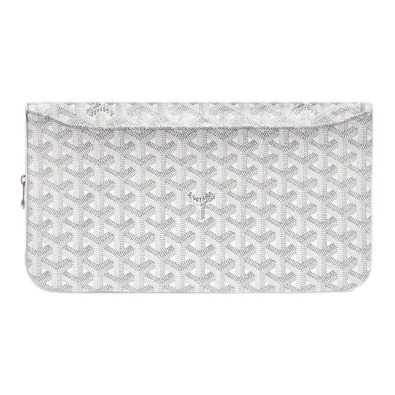 GOYARD Sainte-Marie Canvas With Leather Clutch Medium Size Unisex White-3