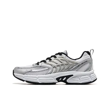 Erke Fishbone Casual Shoes Men Low Top Bright Silver/Jet Black