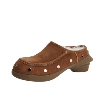 Cotemp Selle Suede High Heel Furry Slippers 4cm Women's