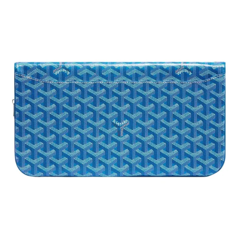 GOYARD Sainte-Marie Canvas With Leather Clutch Medium Size Unisex Blue-3