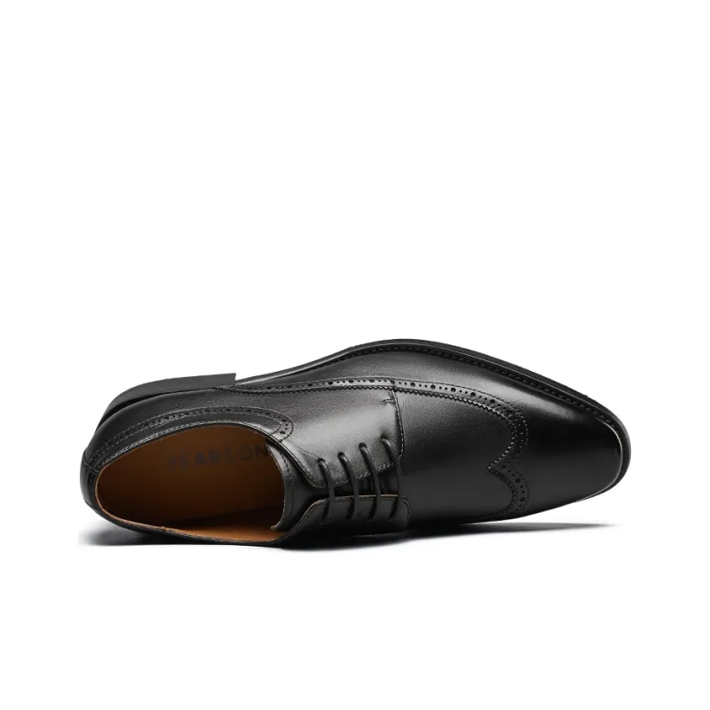 YEARCON Dress Shoes Men Low Top Black/Yellow Brown-2