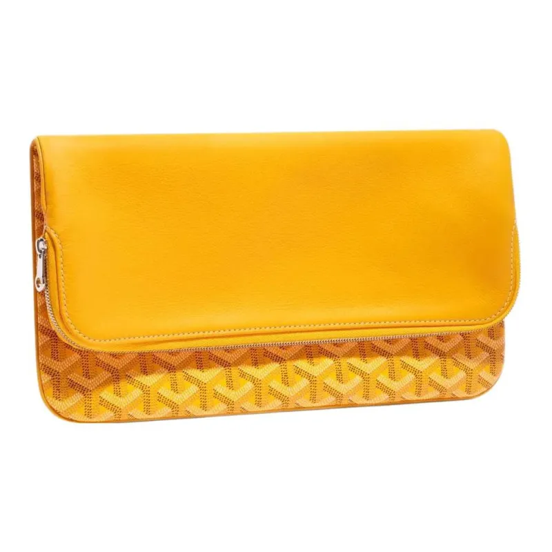 GOYARD Sainte-Marie Canvas With Leather Clutch Medium Size Unisex Yellow-1