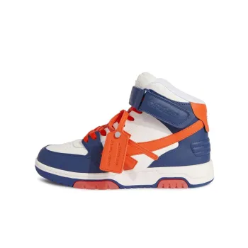 OFF WHITE Out Of Office High Top Stylish Skateboarding Shoes Men's Blue Orange