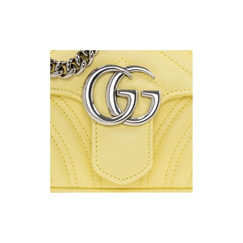 GUCCI GG Marmont Quilted Leather Shoulder Bag, Crossbody Bag Mini Women's Yellow/Candy Color/Unicorn Color-3