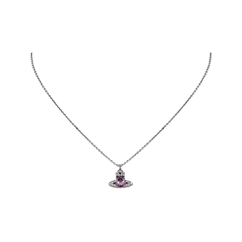 Vivienne Westwood ISMENE PENDANT Brass Necklaces Women's Purple/Silver Chain-1