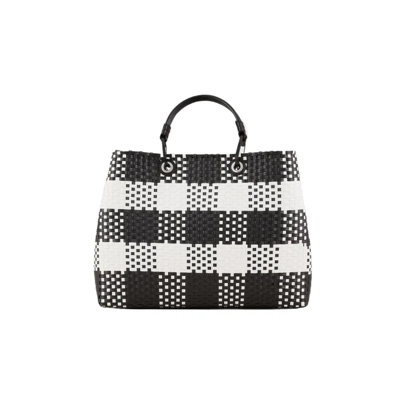 EMPORIO ARMANI Polyester Handbag Medium Size Women's Black White-4