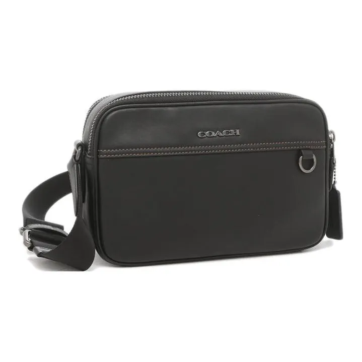 COACH Graham Smooth Cow Leather Camera Bags Messenger Bag Shoulder Bag Crossbody Bag Small Size Men's Black-1