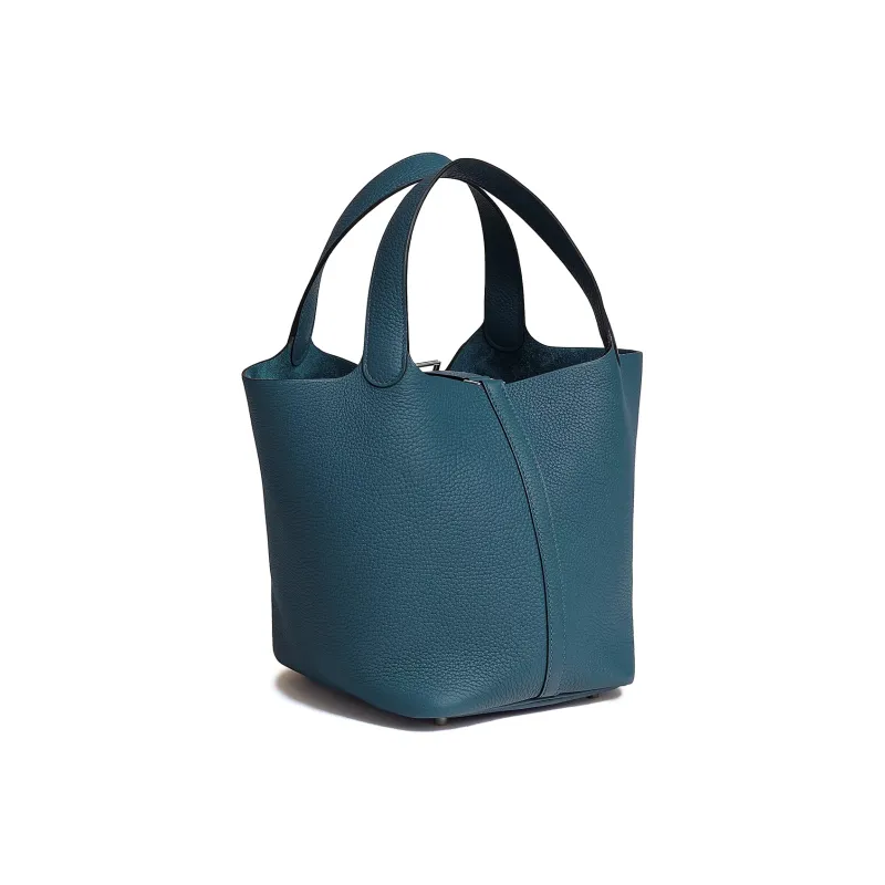 HERMES Picotin Lock Calfskin Basket Bag Handbag Bucket Bag 22 Women's 7P Bleu De Prusse Prussian Blue-2