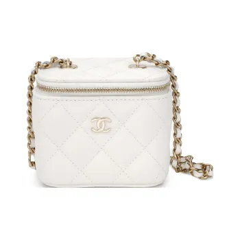 CHANEL 22c Early Spring Grain Embossed Cow Leather Small Box Bag, Shoulder Bag, Crossbody Bag Mini Women's White