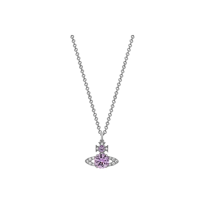 Vivienne Westwood ISMENE PENDANT Brass Necklaces Women's Purple/Silver Chain-0
