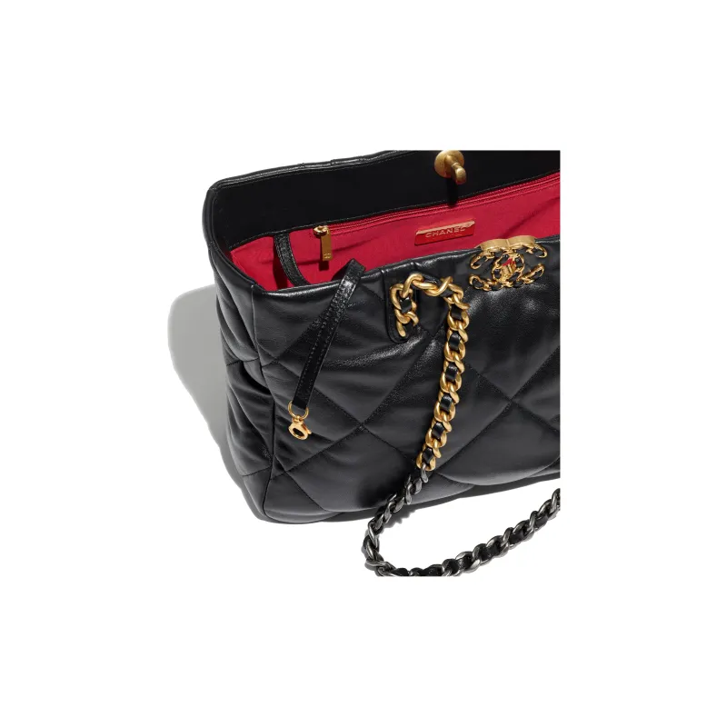 CHANEL Smooth Finish Lambskin Tote Bag, Shopping Bag, Shoulder Bag, Handbag Women's Black-2