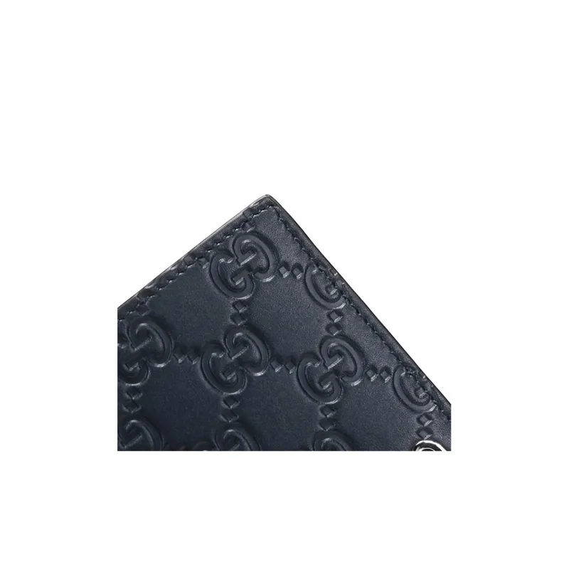 GUCCI Artificial Leather Cropped Double-Fold Wallet Men's /Navigation Dark Blue/Navy Blue-5