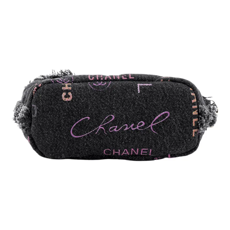 CHANEL Denim Bucket Bag, Shoulder Bag, Crossbody Bag Trumpets Women's Black-3