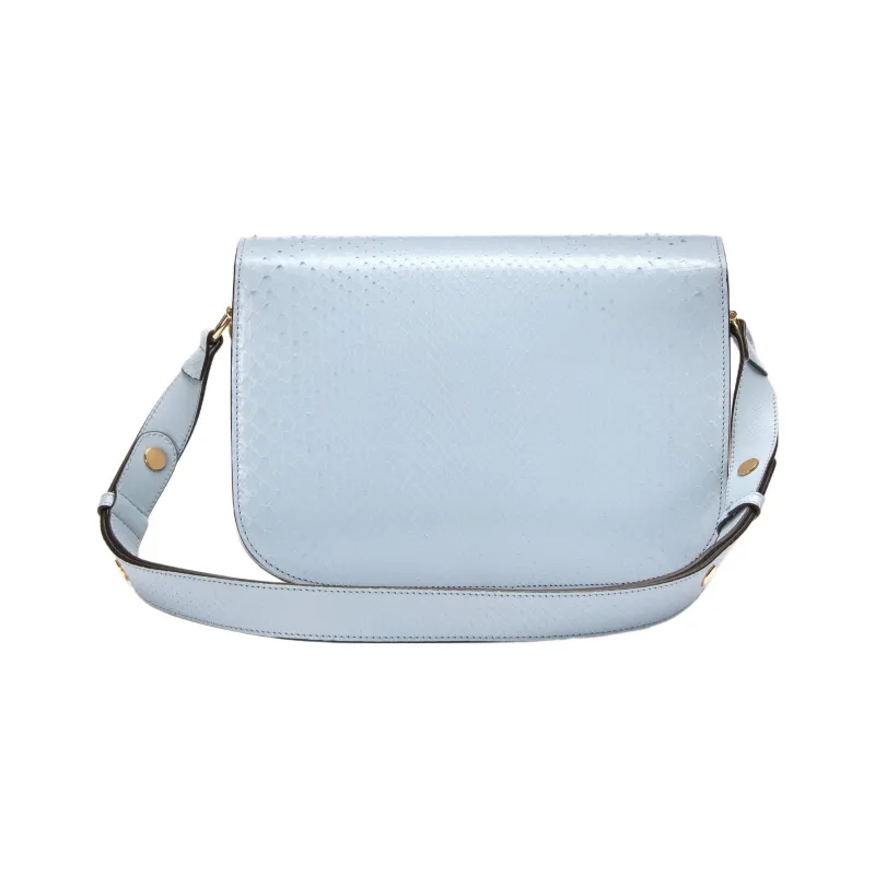GUCCI Horsebit 1955 Python Skin Shoulder Bag Crossbody Bag Women's Light Blue-3