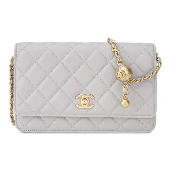 CHANEL WOC Sheepskin Shoulder Bag, Crossbody Bag Mini Women's Gray