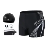 Black Silver Swimming Shorts+Swimming Cap+Swim Bag+Earplugs and Nose Plugs