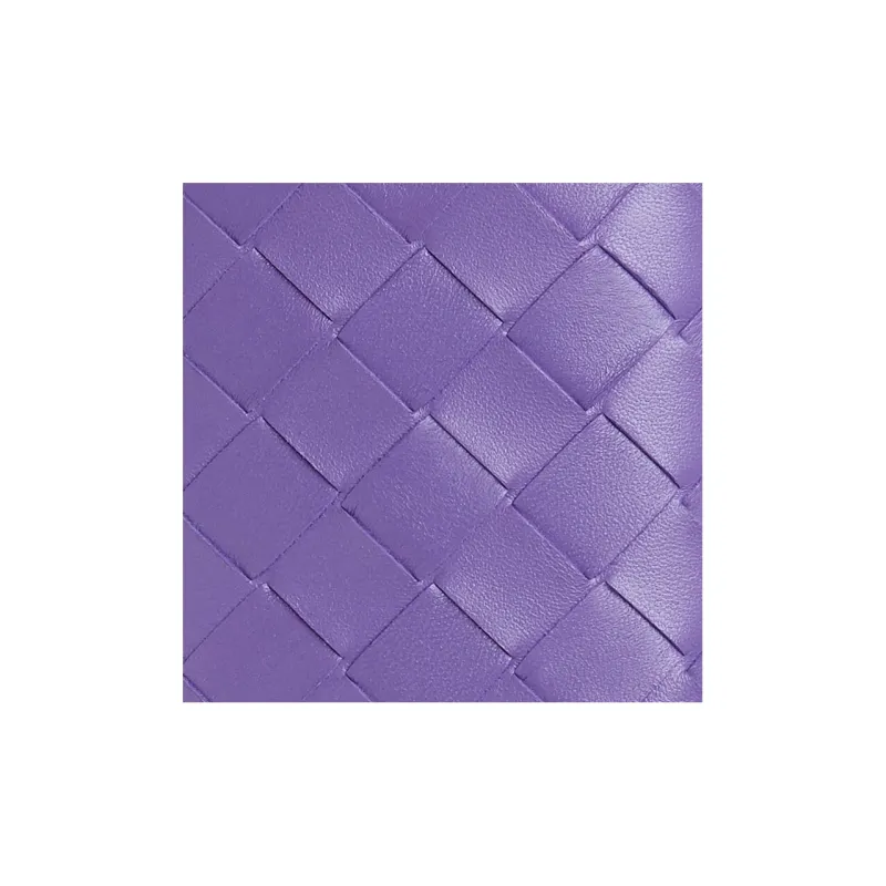 Bottega Veneta Sheepskin Cow Leather Patchwork Wallet Small Size Women's Purple-4
