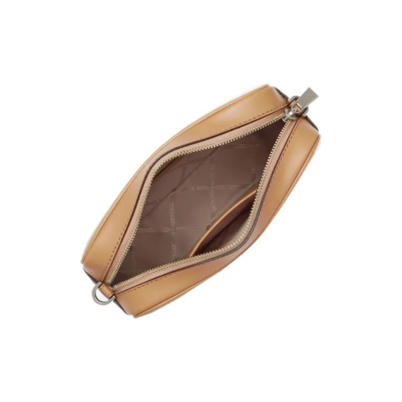 MICHAEL KORS Fabric Square Bag, Canvas Shoulder Bag Women's Beige & Camel-1